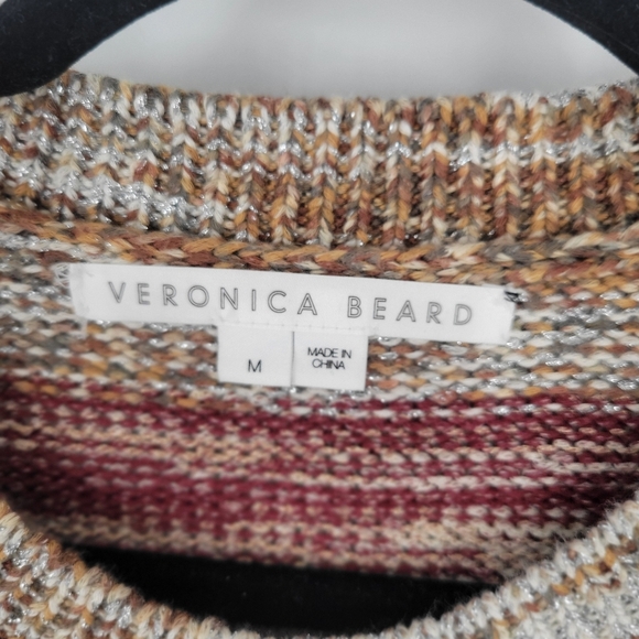 Veronica Beard Sohani crewneck knit metallic space-dyed button sweater Size M - Picture 4 of 6